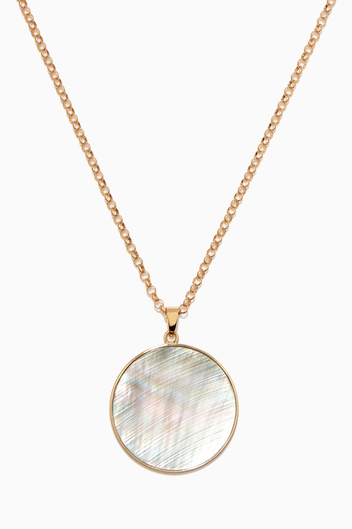 

Disc Pendant Mother of Pearl Necklace in 18kt Yellow Gold