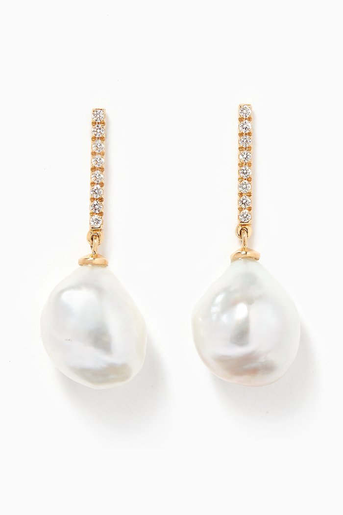 

Pearl Drop Diamond Earrings in 18kt Yellow Gold