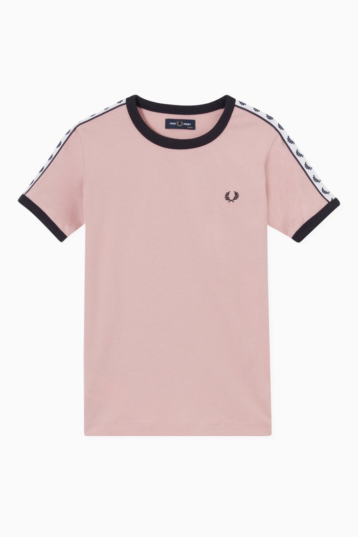 

Contrast Logo Stripes T-shirt in Cotton, Pink