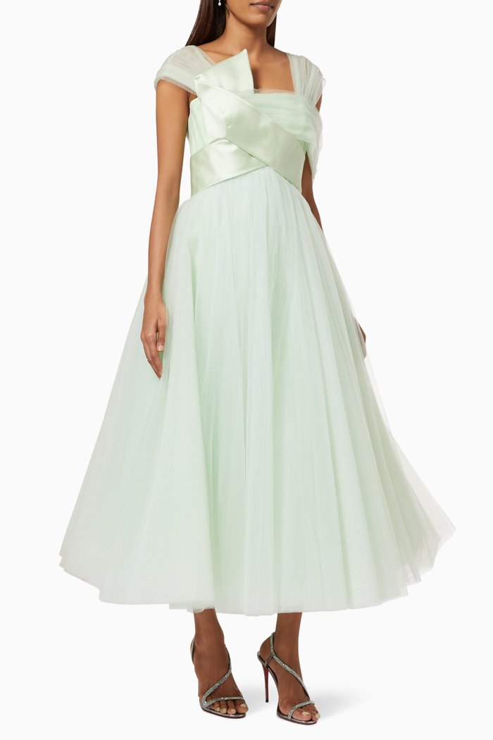 

Draped Dress in Tulle, Green