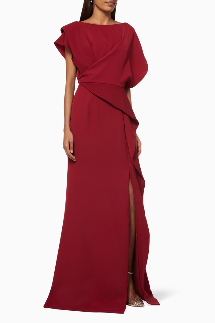 

Ruffle Dress in Crepe, Red