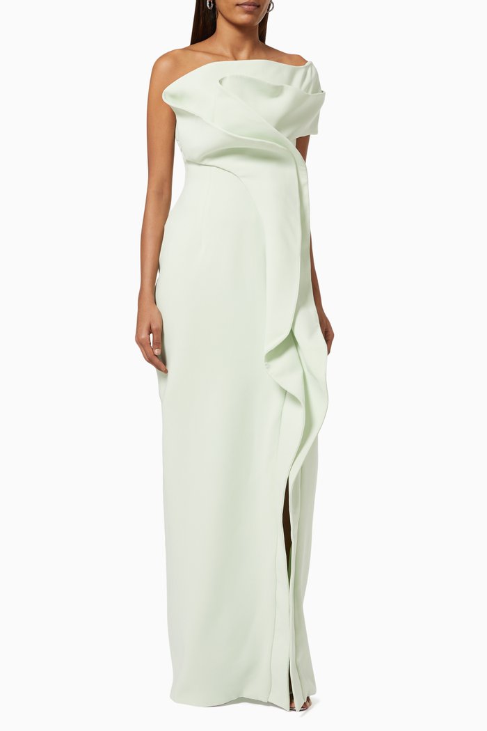 

Ruffle Gown in Crepe, Green