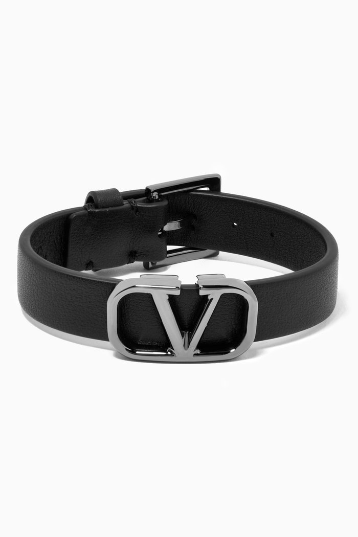

VLOGO Signature Bracelet in Leather, Black