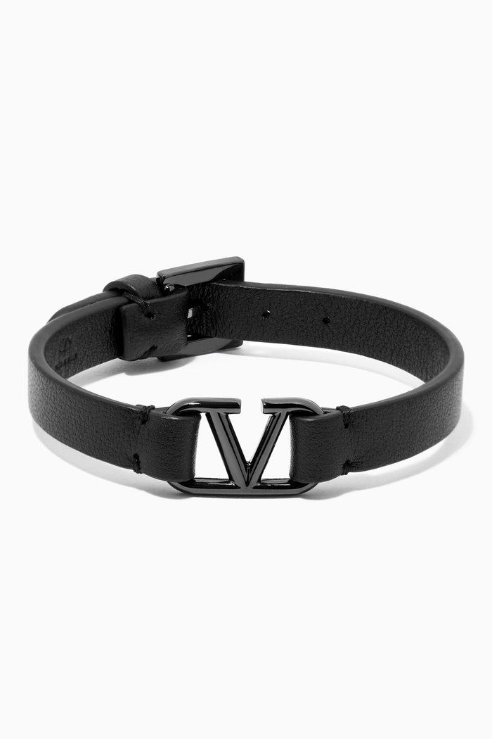 

VLOGO Signature Bracelet in Leather, Black