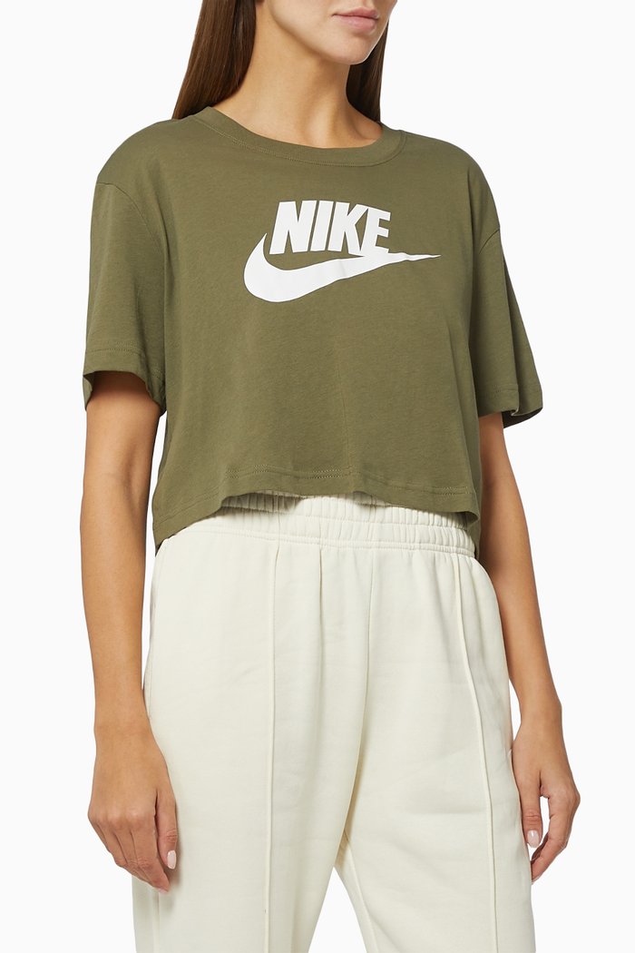 

Essential Crop T-shirt in Cotton, Green