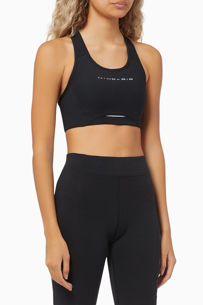

One-piece Pad Reflective Sports Bra in Recycled Polyester, Black