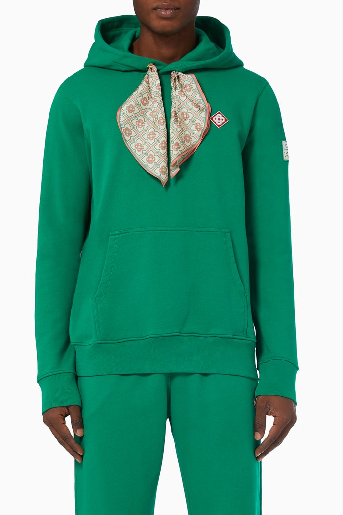 

Scarf Hooded Sweatshirt in Cotton Terry, Green