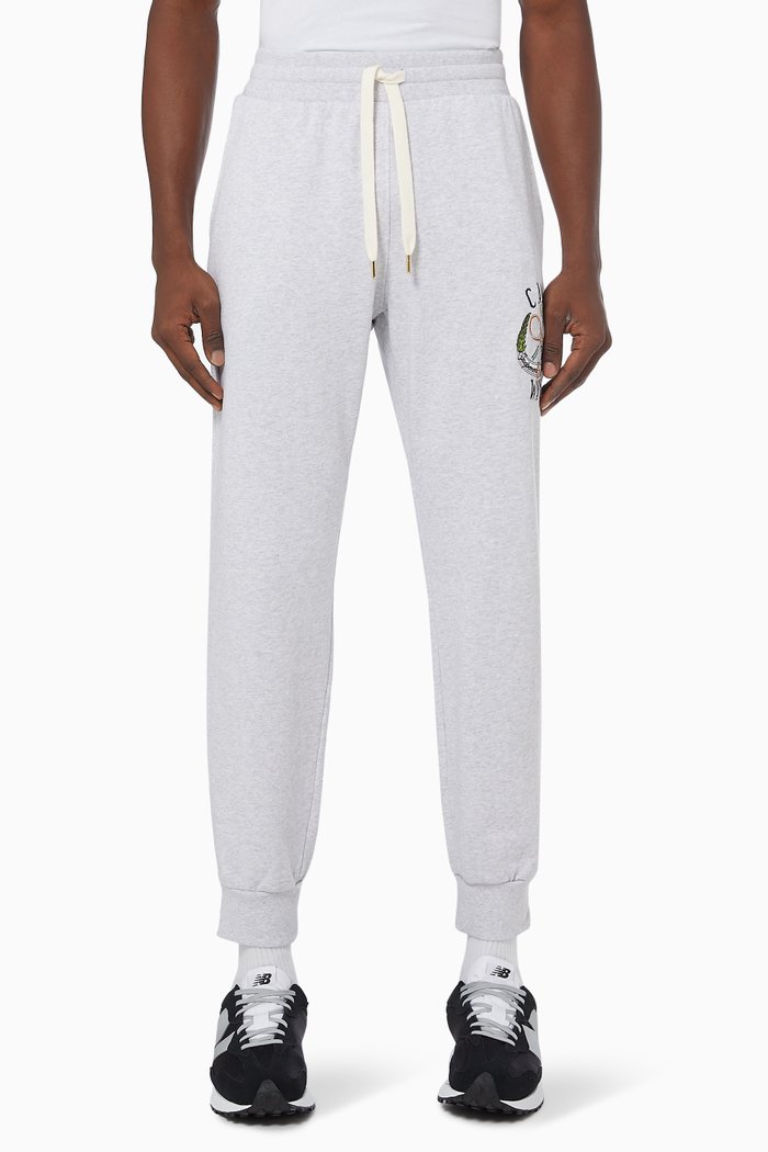 

Grand Prix Logo Sweatpants in Cotton Terry, Grey