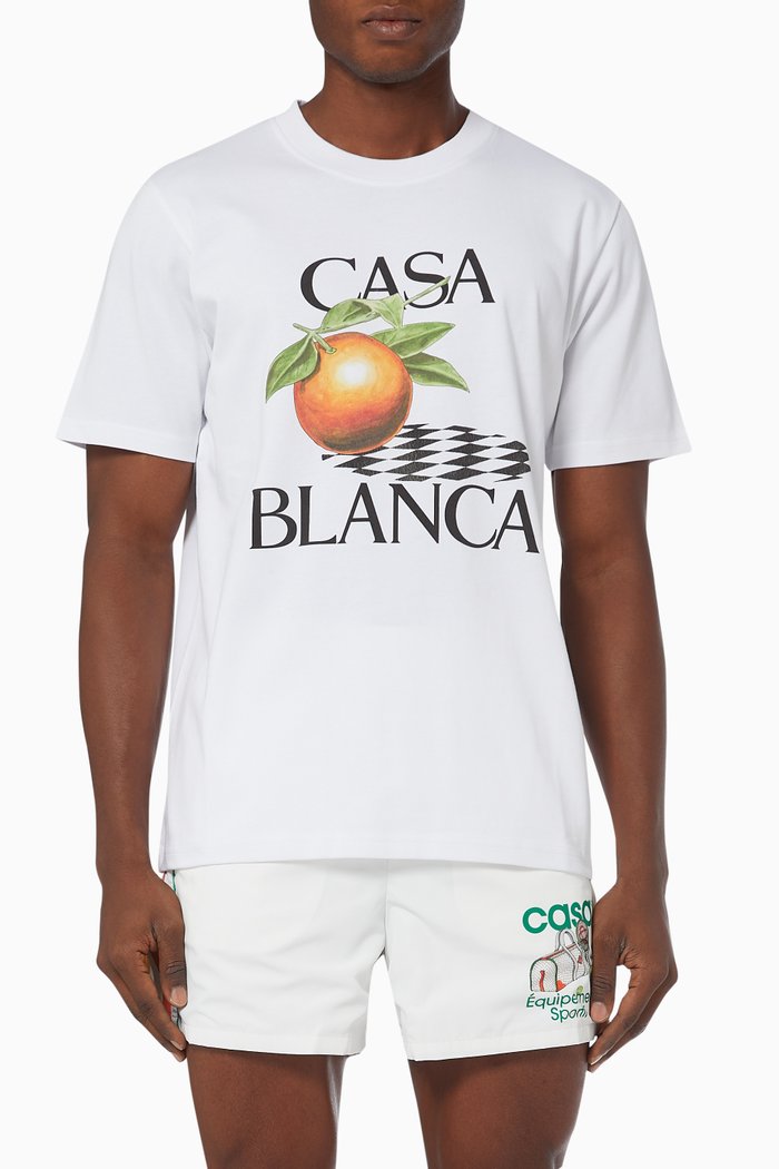 

Orange Print T-shirt in Cotton Jersey, White