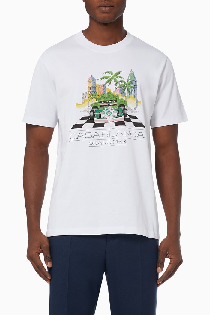 

Finish Line Print T-shirt in Cotton Jersey, White
