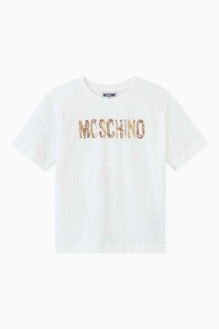 Gold Logo T-shirt in Cotton, White