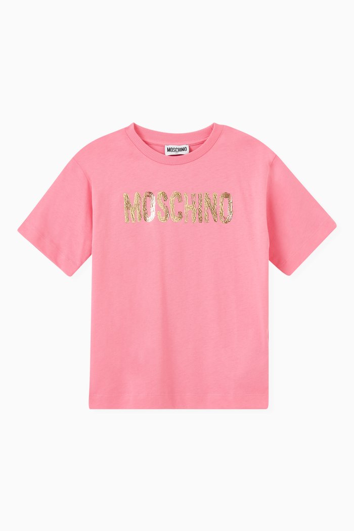 

Gold Logo T-shirt in Cotton, Pink