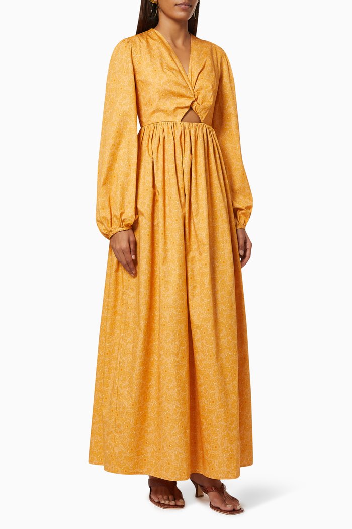 

Esme Twist Dress in Cotton, Orange
