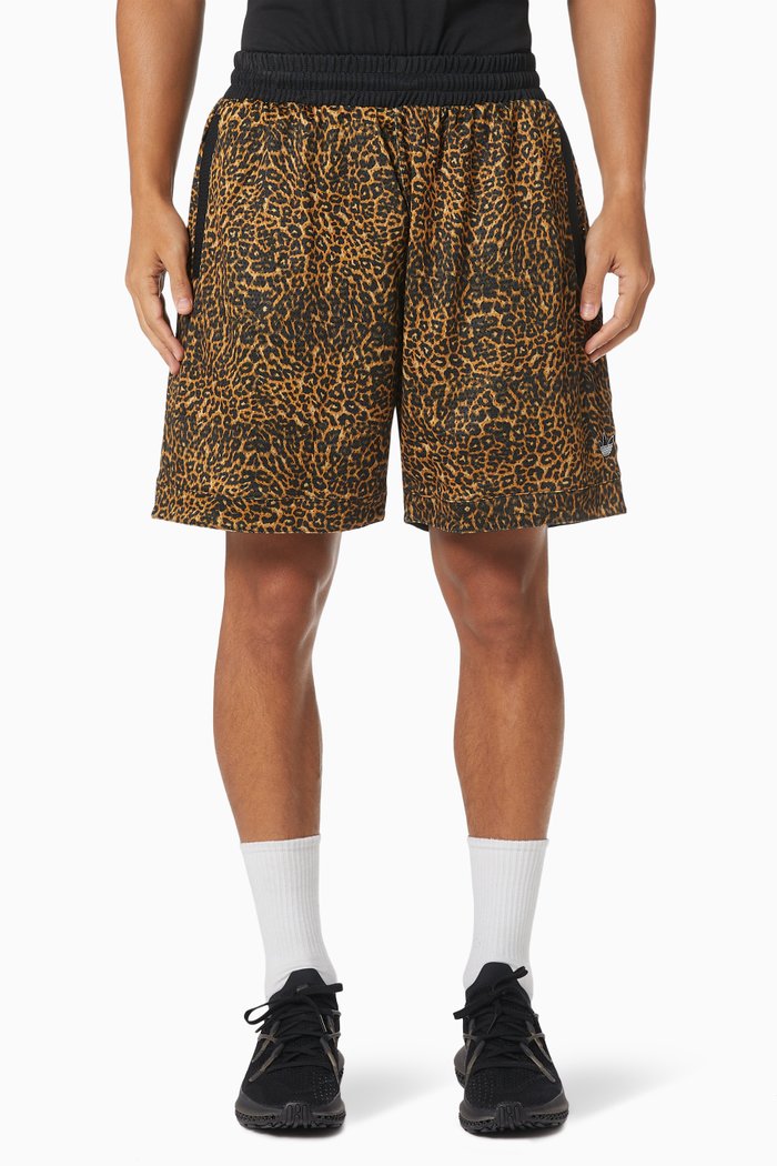 

SPRT Animal Printed Shorts in Recycled Mesh, Brown