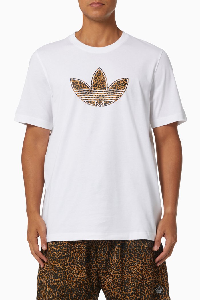 

SPRT Trefoil Animal Print T-shirt in Jersey, White
