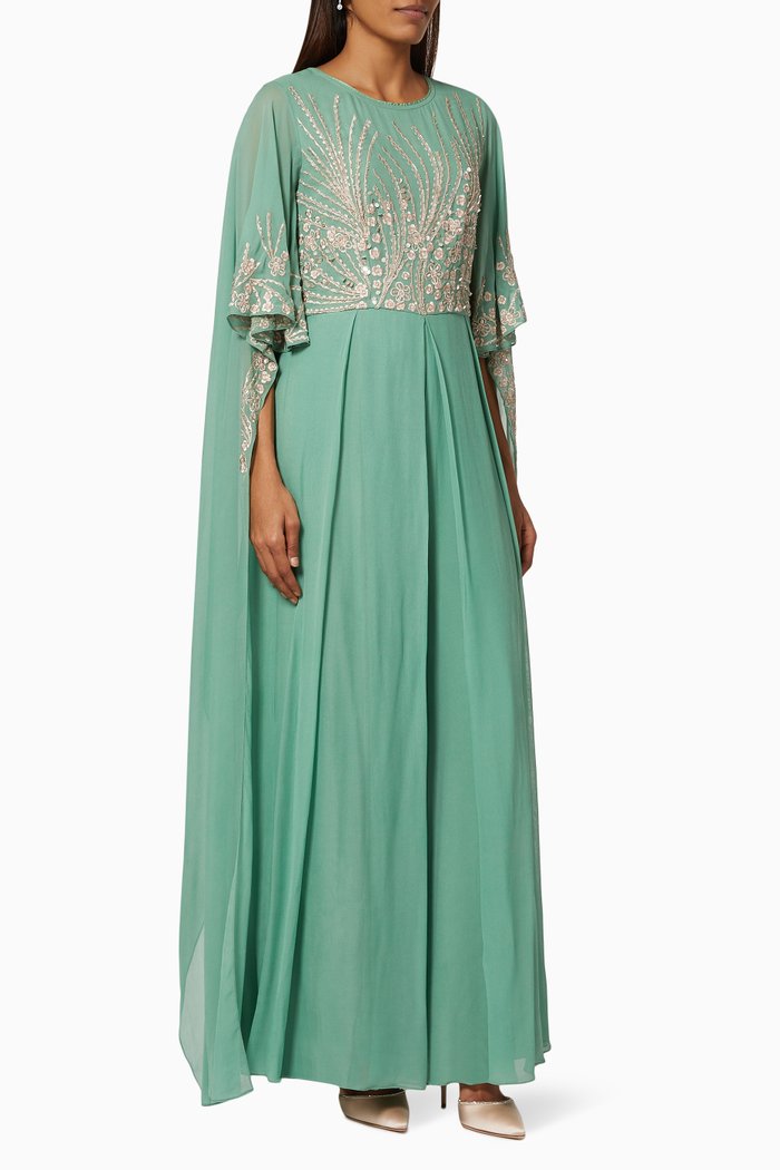

Converge Floral Jumpsuit in Georgette, Green
