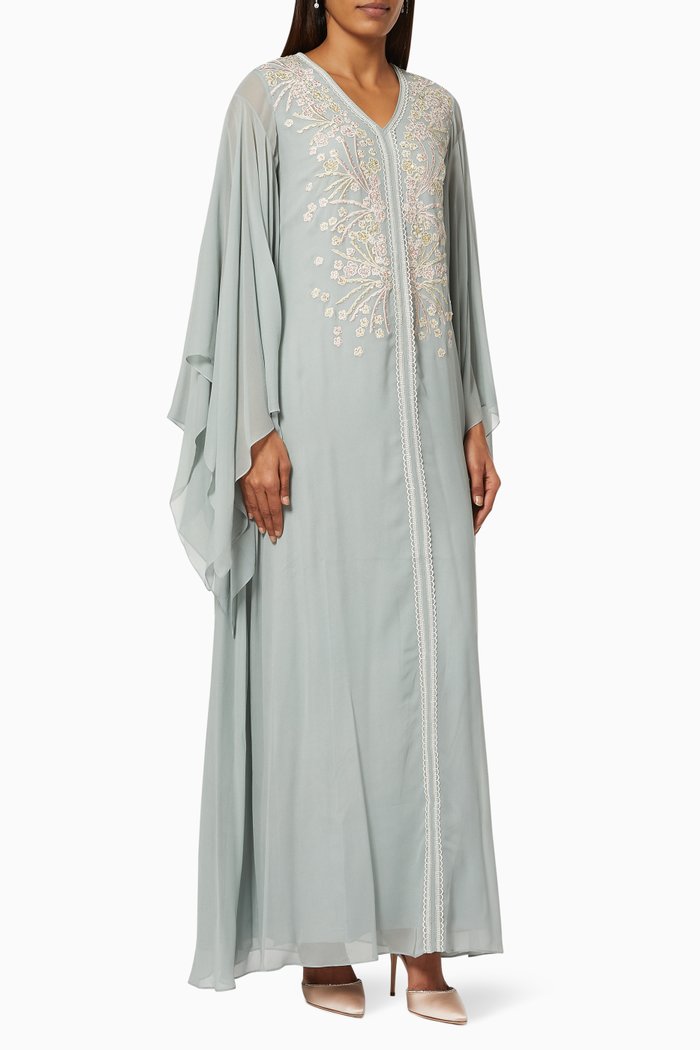 

Converge Floral Kaftan in Georgette, Blue