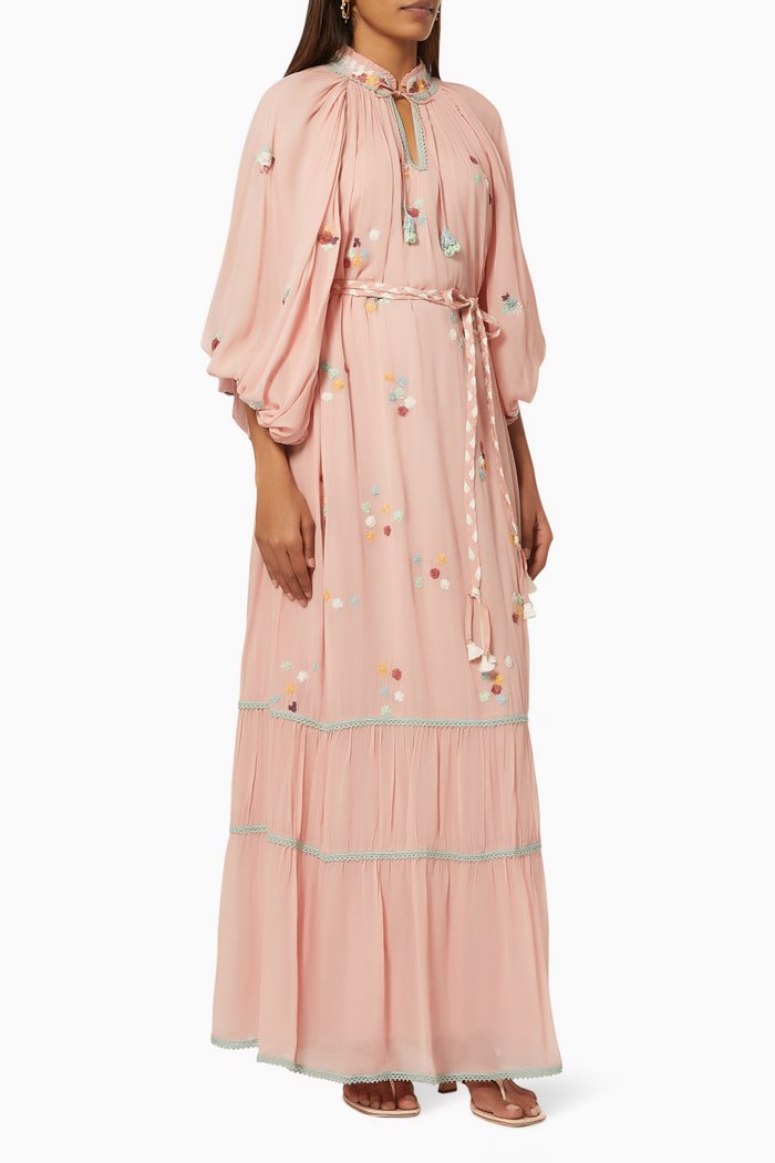 

Nouveau Floral Dress in Georgette, Pink