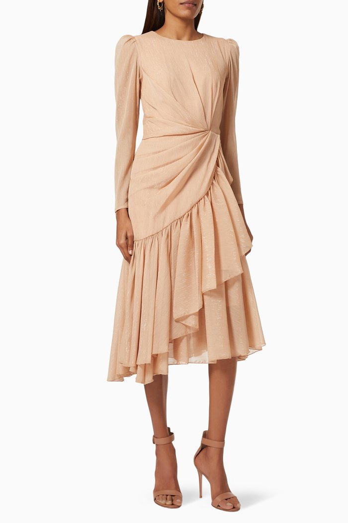 

Asymmetric Ruffle Dress, Neutral