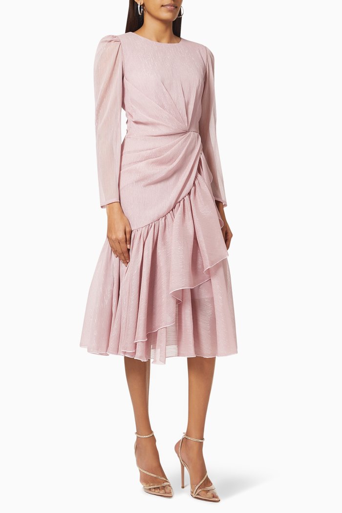 

Asymmetric Ruffle Dress, Pink