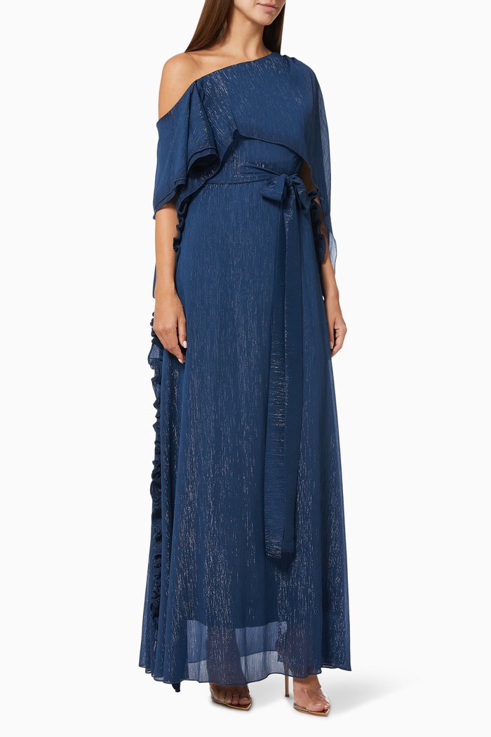

Shimmer Cape Dress, Blue