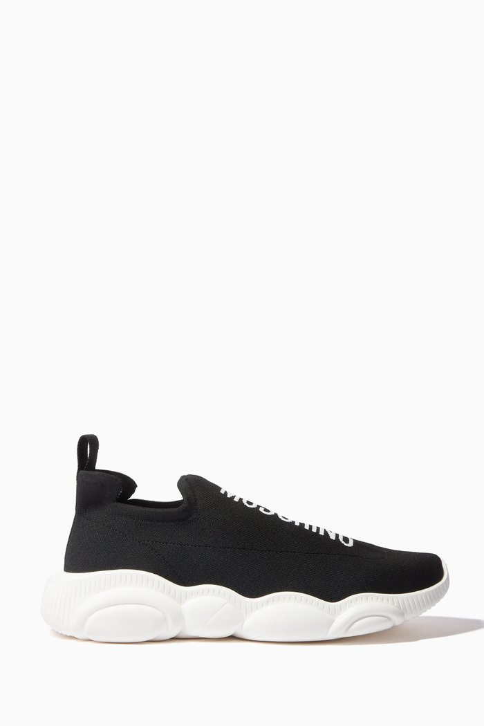 

Teddy Sneakers in Mesh & Leather, Black