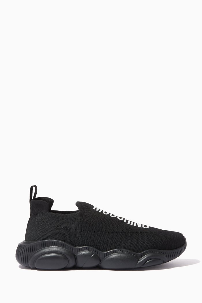 

Teddy Sneakers in Mesh & Leather, Black