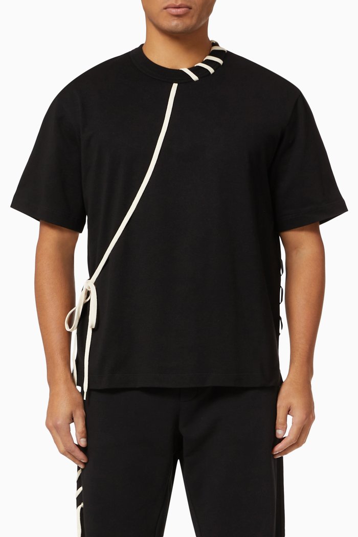 

Laced T-shirt in Jersey, Black