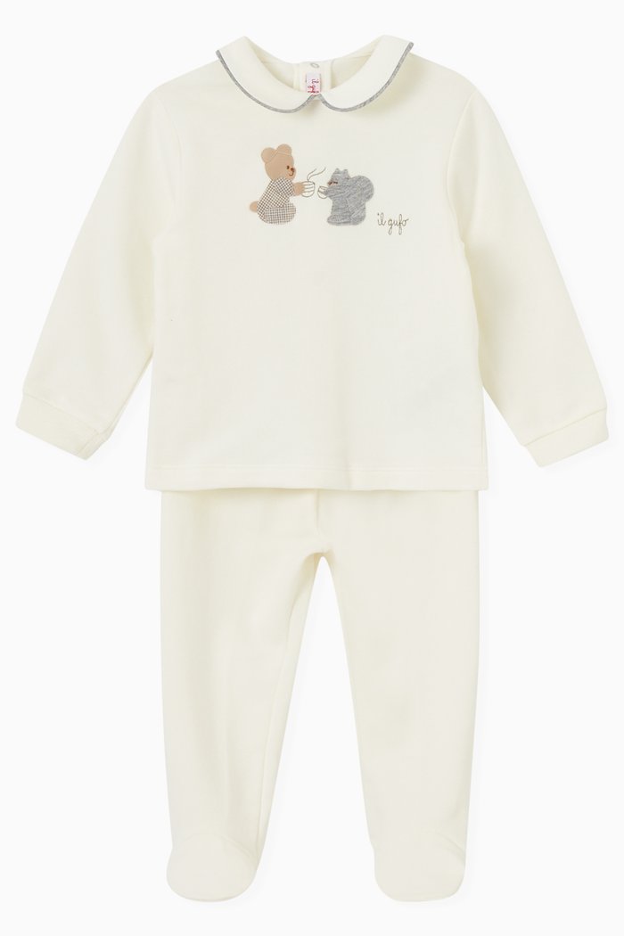 

Friends Graphic Print Pyjamas in Stretch Cotton, White