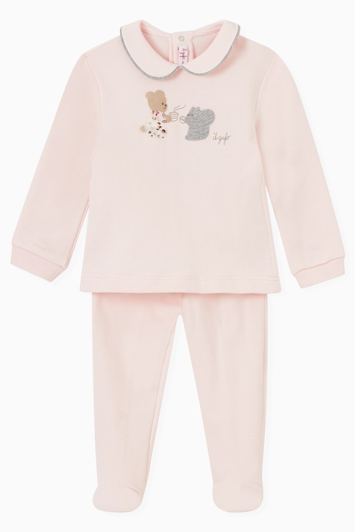 

Friends Graphic Print Pyjamas in Stretch Cotton, Pink