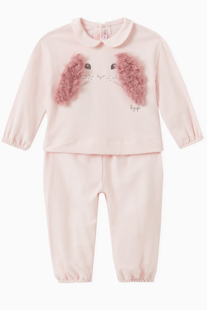 

Embroidered Sweatshirt and Track Pants Set in Stretch Cotton, Pink