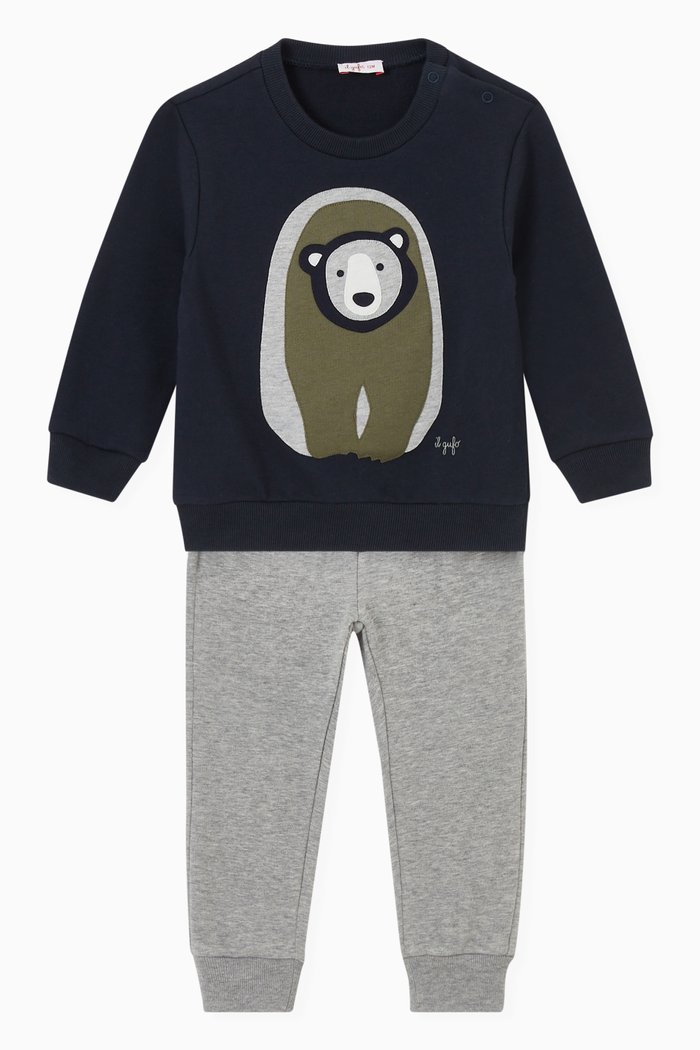

Bear Sweatshirt & Pants in Stretch Cotton, Blue