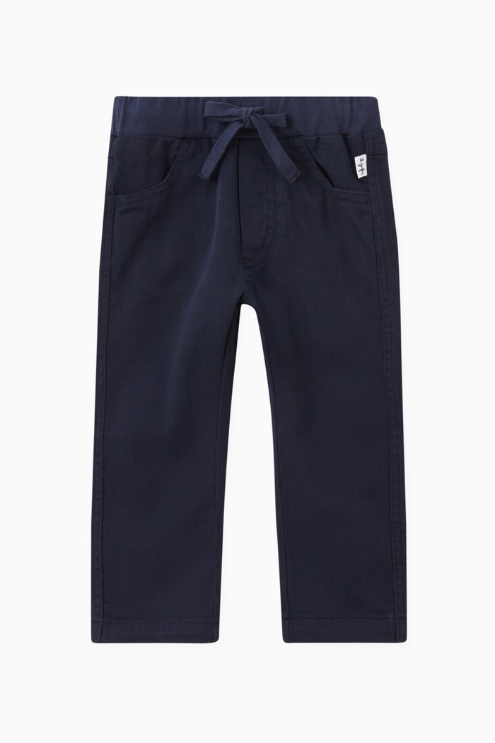 

Waist-tie Pants in Cotton Blend, Blue