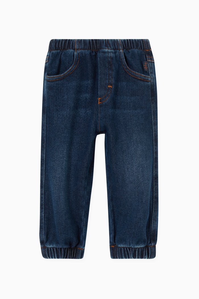 

Elasticated Waistband Jeans in Cotton, Blue
