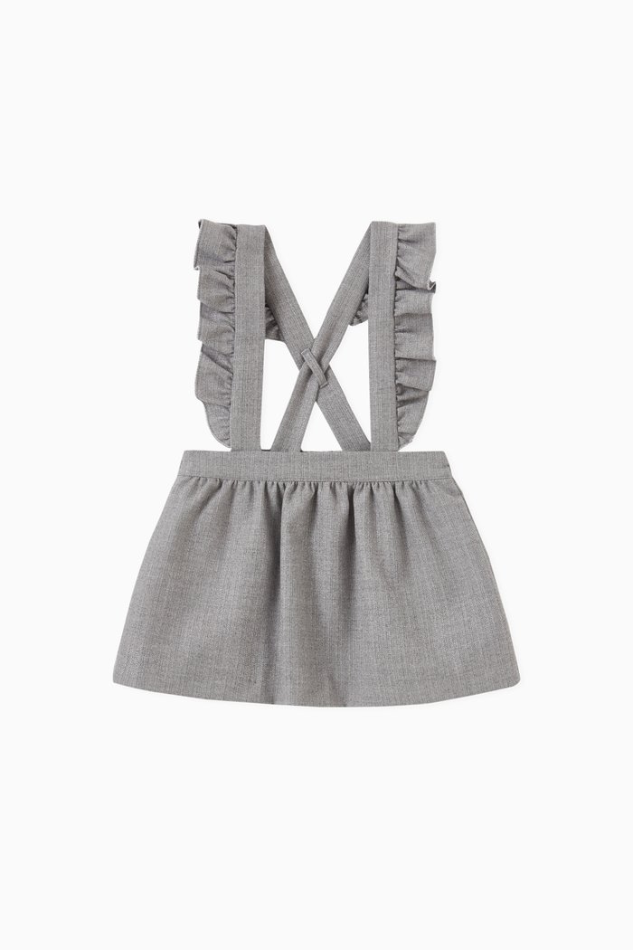

Ruffled Dungarees in Cotton, Grey