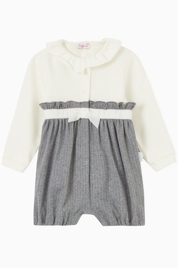 

Ruffled Romper in Stretch Cotton, White