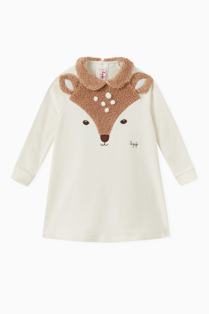 

Deer Dress in Stretch Cotton, White