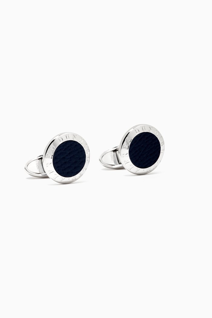 

Cadogan AD Coin Cufflinks in Sterling Silver & Leather
