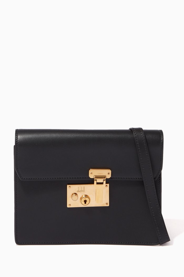 

Lock Messenger Bag in Leather, Black