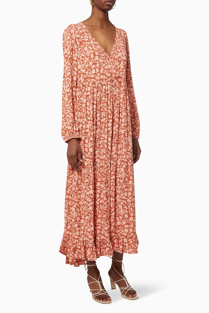 

Yasboma Floral Dress in Viscose, Brown
