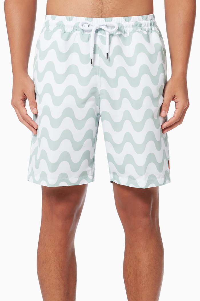 

Garrett Leight x Copacabana Sport Swim Shorts in Nylon, Green