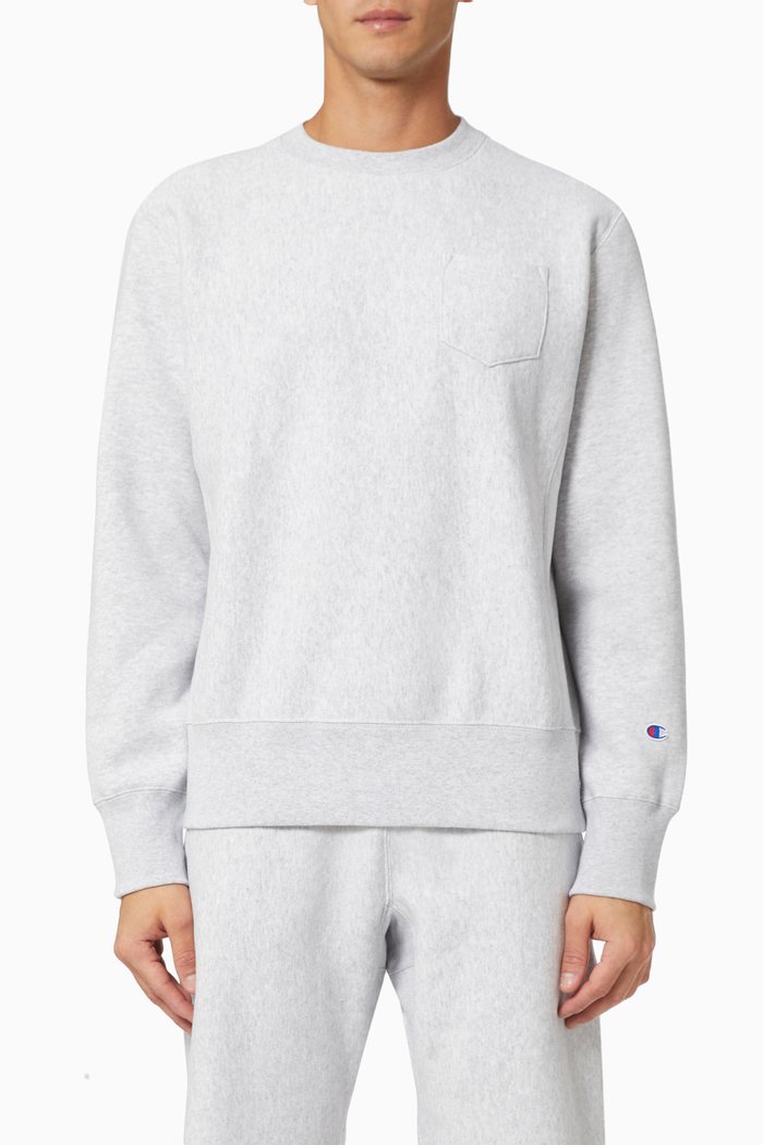 

Patch Pocket Sweatshirt in Reverse Weave, Grey