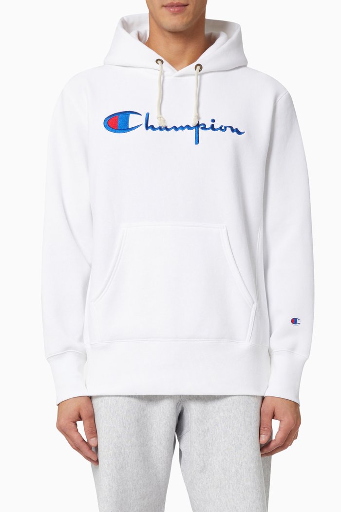 

Big Script Hooded Sweatshirt in Reverse Weave, White
