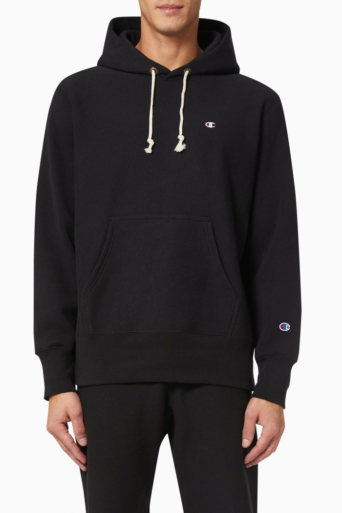 

Small Logo Hooded Sweatshirt in Reverse Weave, Black