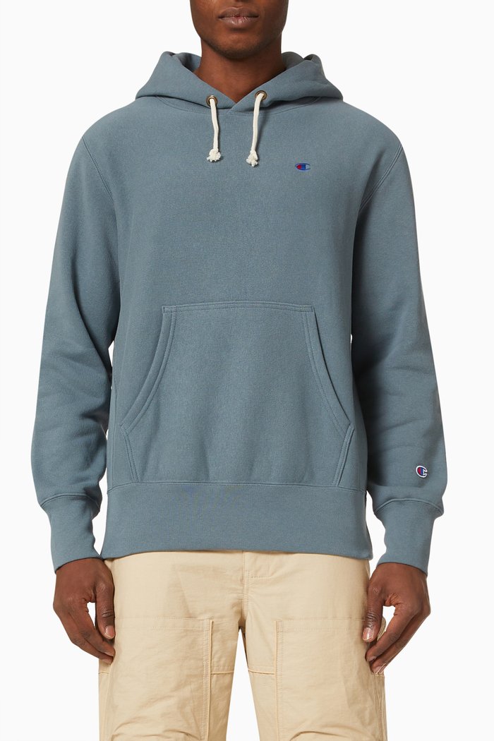 

Small Logo Hooded Sweatshirt in Reverse Weave, Blue