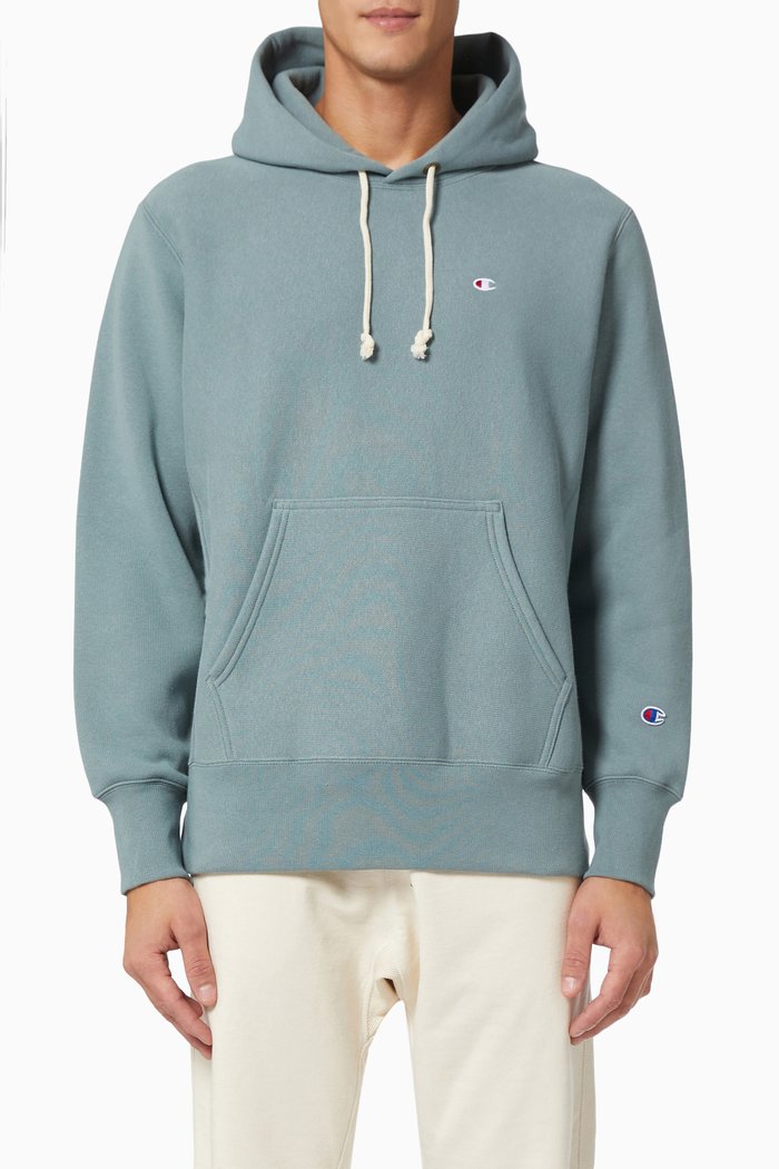 

Small Logo Hooded Sweatshirt in Reverse Weave, Blue