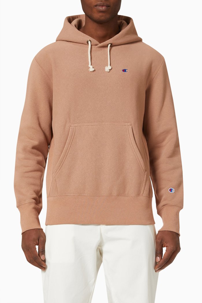 

Small Logo Hooded Sweatshirt in Reverse Weave, Brown