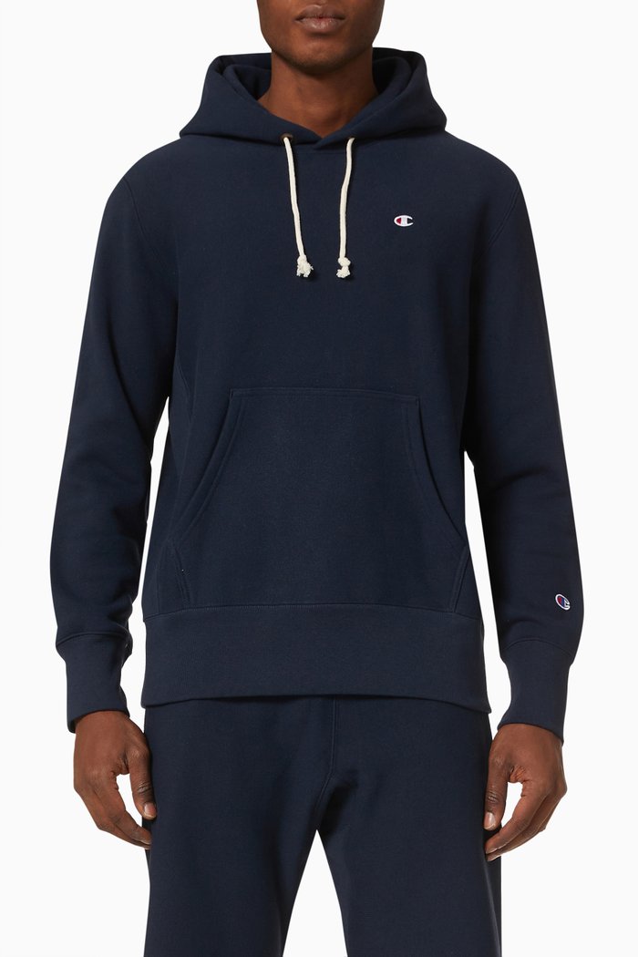 

Small Logo Hooded Sweatshirt in Reverse Weave, Blue