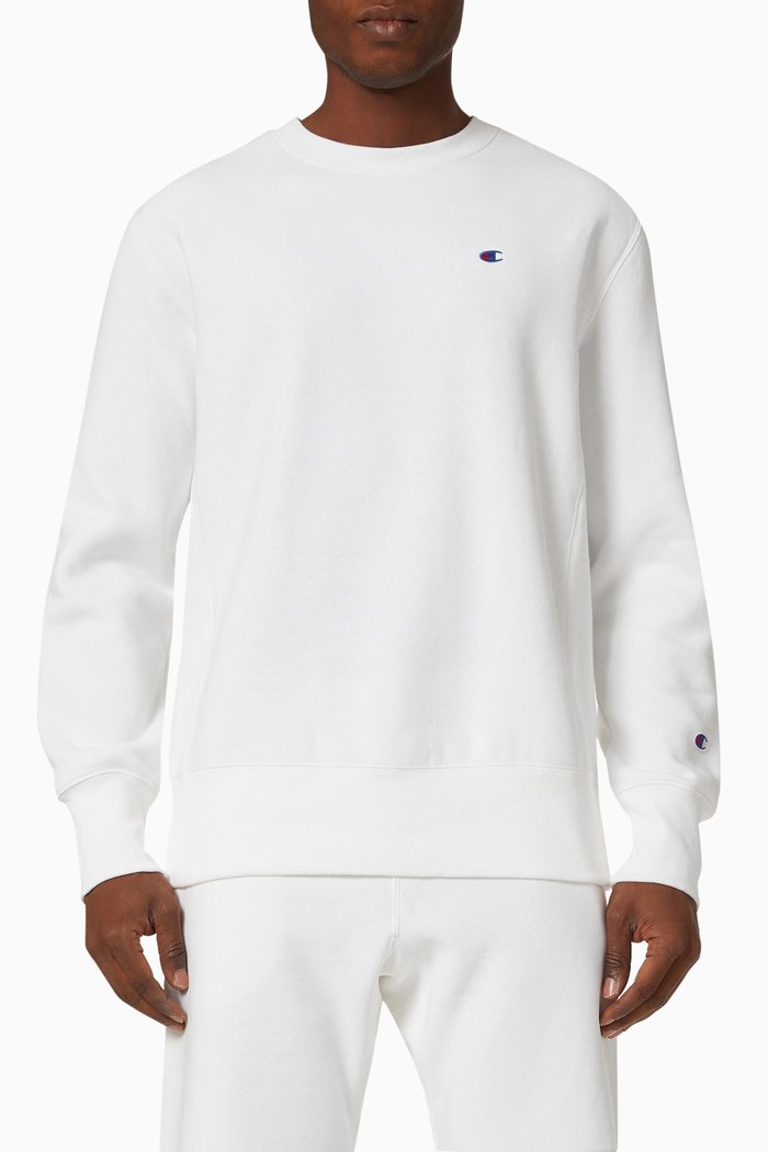 

Small Logo Sweatshirt in Reverse Weave, White