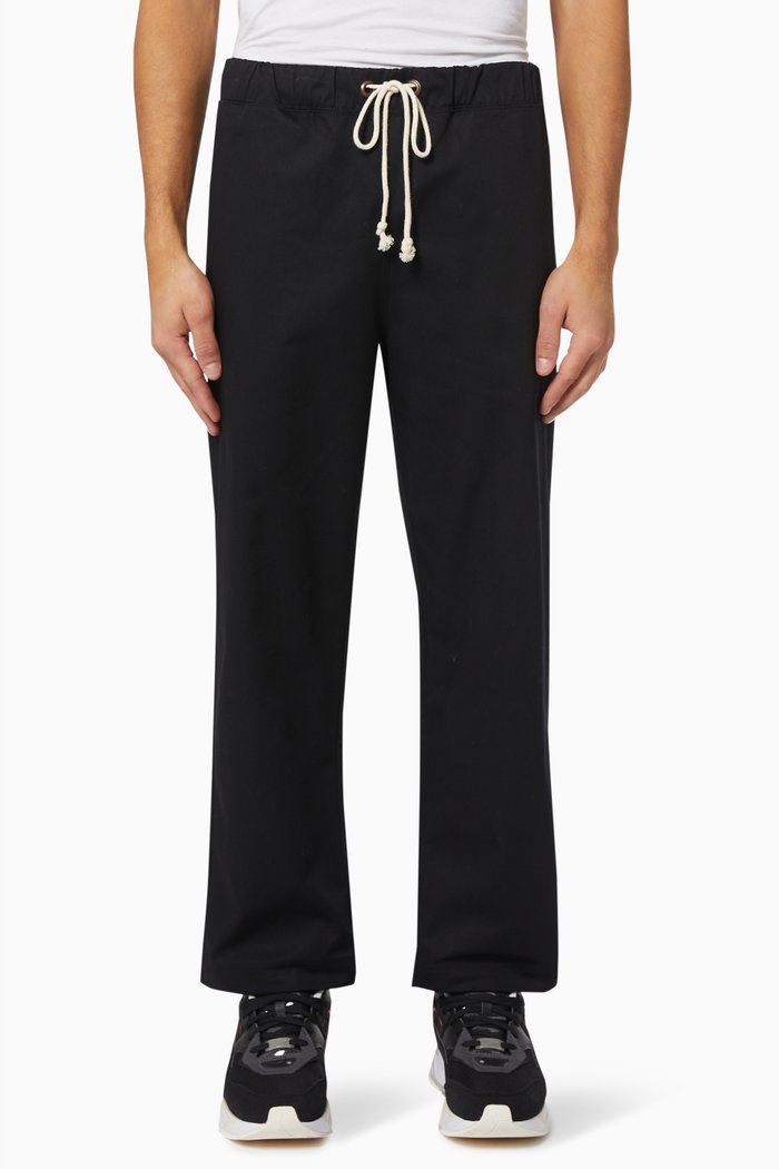 

Straight Hem Cropped Pants in Cotton Blend, Black